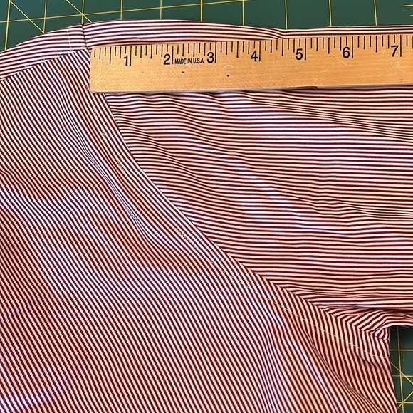 Mens pinstriped red white dress shirt M express dry cleaned extra slim fit - Picture 8 of 10